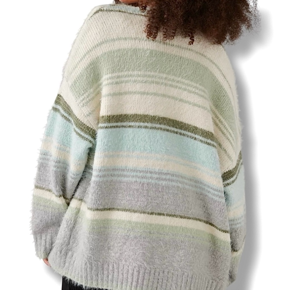 American Eagle Outfitters Fuzzy Stripped Cardigan - Picture 3 of 10